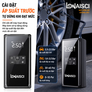 Bơm lốp ô tô tự động công suất 120W màn hình kép, động cơ siêu nạp nhập Đức mạnh mẽ và bền bỉ 99800mAh