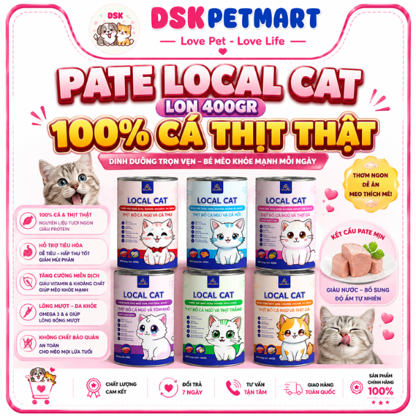 [Hỏa Tốc] Pate Cho Mèo Mọi Lứa Tuổi LOCAL CAT- Lon 400Gr