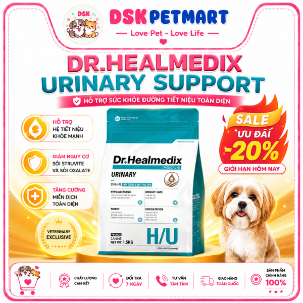 Thức Ăn Hạt Ngừa Sỏi Thận Cho Chó Dr.Healmedix Hypoallergenic Urinary - Túi 1.5kg