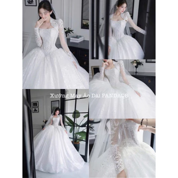 [ SẴN ] VÁY CƯỚI/VÁY DẠ HỘI TRẮNG REN PHI TÙNG TO XOÈ PHỒNG MẶC CƯỚI HỎI , CHỤP ẢNH CƯỚI