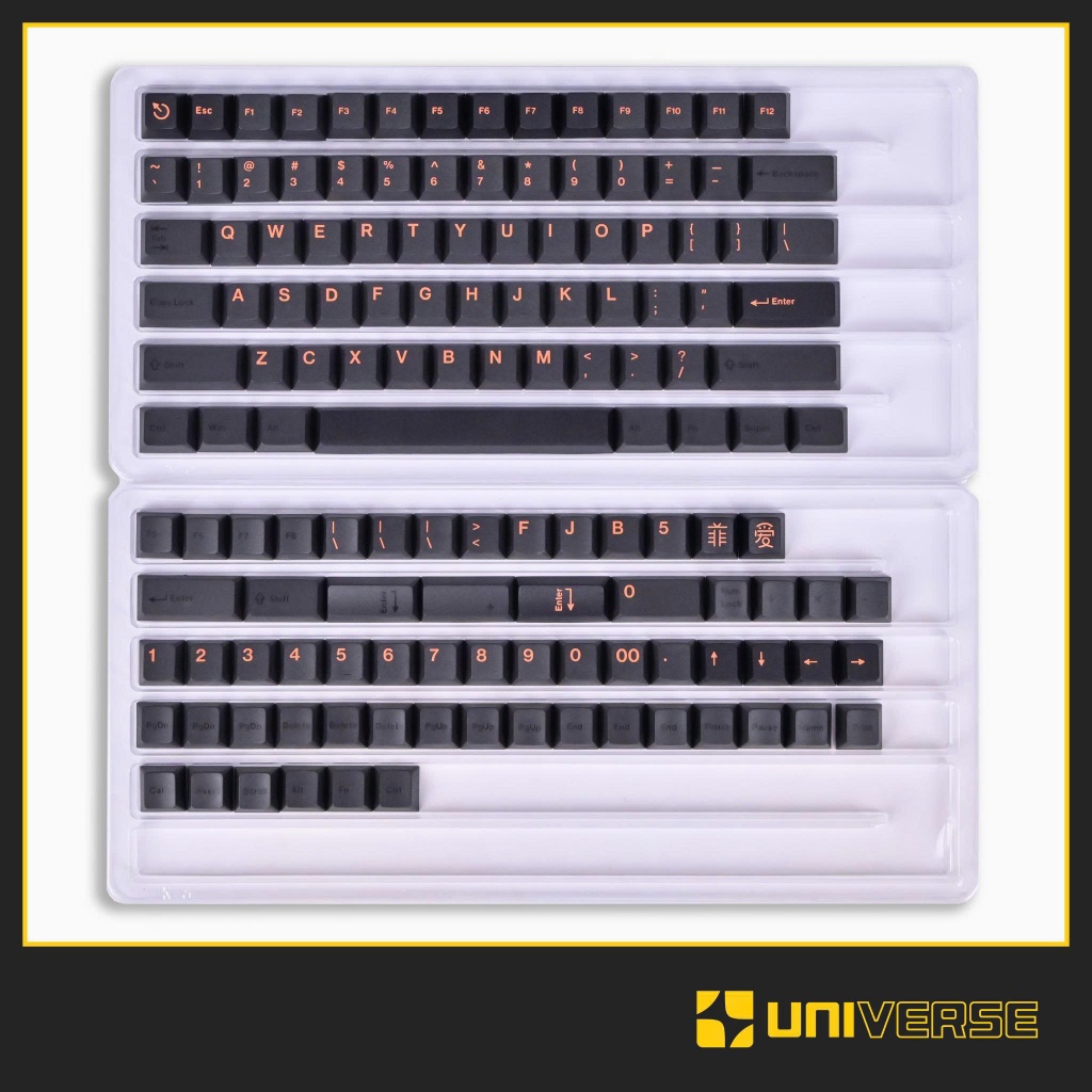 Keycap Cider Black Orange PBT Doubleshot Profile Cherry 137 Nút Bàn Phím Cơ Keycap Đen Cam Universe | BigBuy360 - bigbuy360.vn