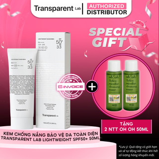 Kem Chống Nắng Bảo Vệ Và Dưỡng Ẩm Cho Da Mịn Màng Transparent Lab Lightweight Sunscreen SPF50+