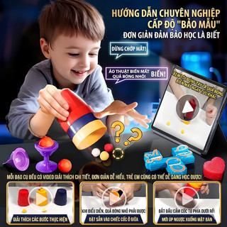 Bộ Đồ Chơi Ảo Thuật Gia Thông Minh Cho Bé–Hộp 16 Đạo Cụ Biến Hóa Kỳ Diệu Với Hơn 300 Màn Ảo Thuật Hấp Dẫn Kèm Hướng Dẫn