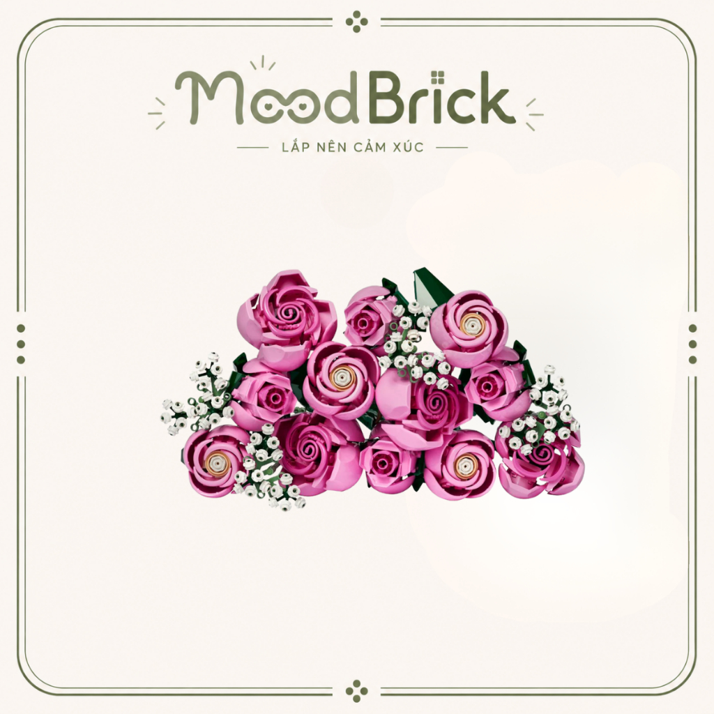 Đồ chơi lắp ráp Bó hoa Hồng Pink nghệ thuật - Xếp hình trang trí thông minh MooBrick
