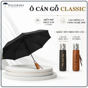 Ô gấp gọn Classic Palermo Umbrella/Khắc tên lên cán gỗ/Che nắng,che mưa, đóng mở tự động <1000 lần