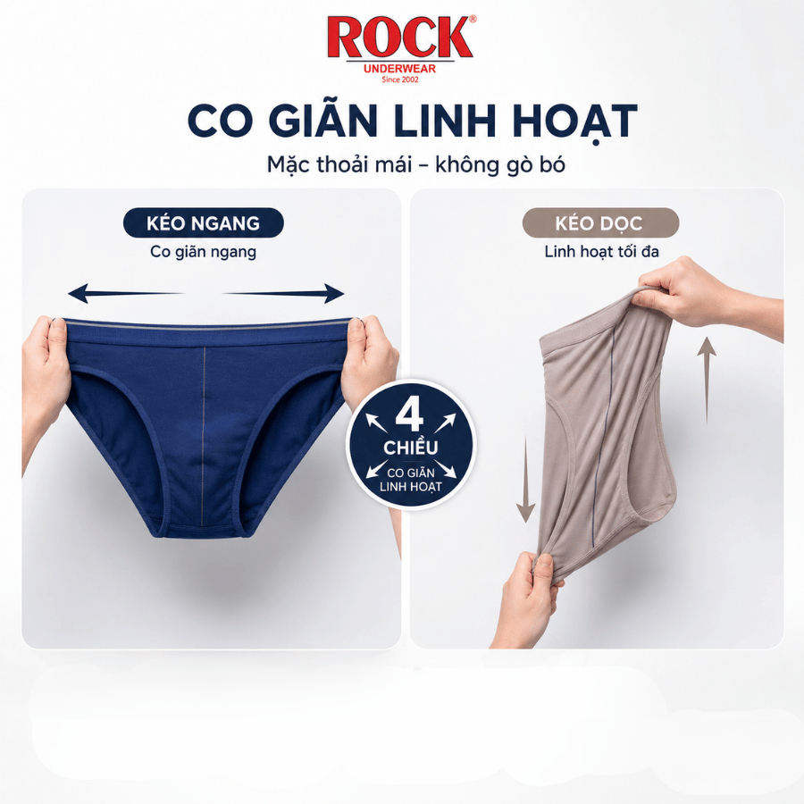 Quần Lót Nam ROCK QA437 Mạnh Mẽ Cá Tính, Quần Sịp Nam Chất Liệu Cotton Co Giãn Ôm Sát Thấm Hút tốt