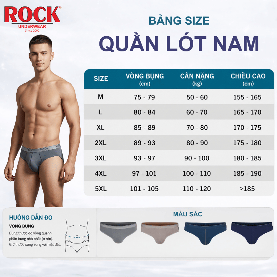 Quần Lót Nam ROCK QA437 Mạnh Mẽ Cá Tính, Quần Sịp Nam Chất Liệu Cotton Co Giãn Ôm Sát Thấm Hút tốt