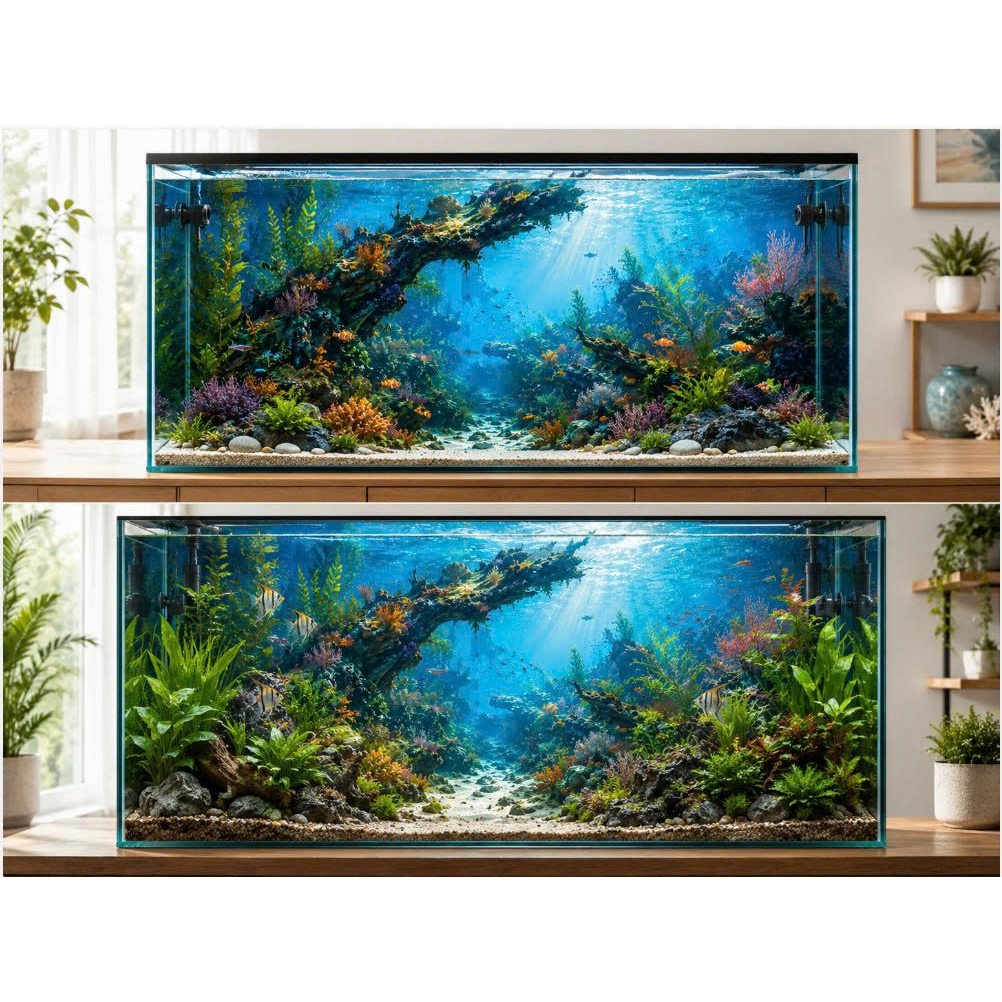 Decal tranh dán hồ cá 3D Kho In Ấn HC38 chống nước, In KTS dán dễ, gỡ dễ, có keo sẵn, nhiều kích cỡ