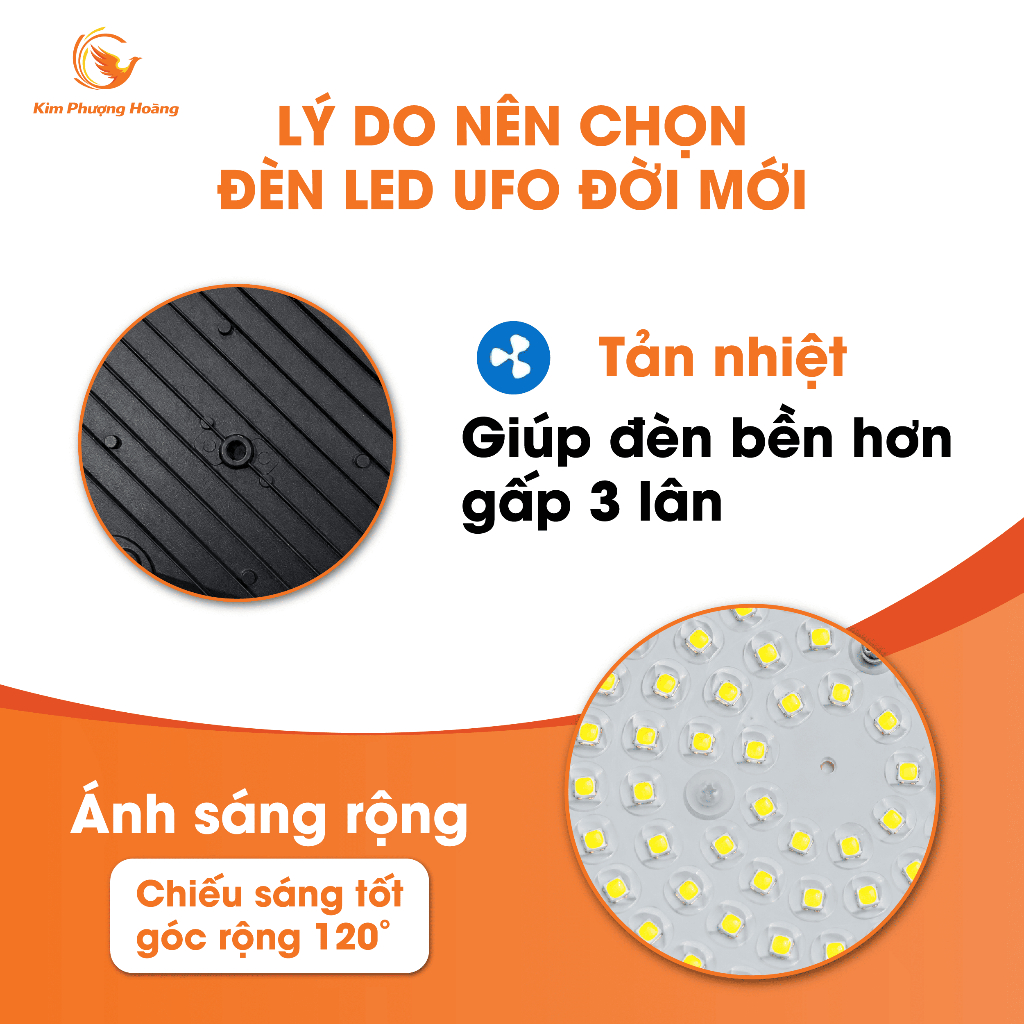 Đèn nhà xưởng UFO công suất 100W 150W 200W 300W vỏ nhôm nguyên khối tản nhiệt tốt - BH 2 năm
