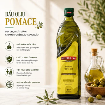 Dầu Oliu Pomace Mueloliva 1L – Nhập khẩu Tây Ban Nha – Dầu Oliu cao cấp