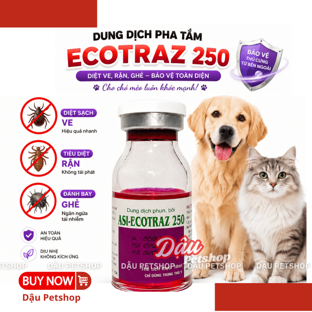 ASI-ECOTRAZ 250 – Dung dịch pha tắm hỗ trợ phòng ve rận & bọ chét cho ...