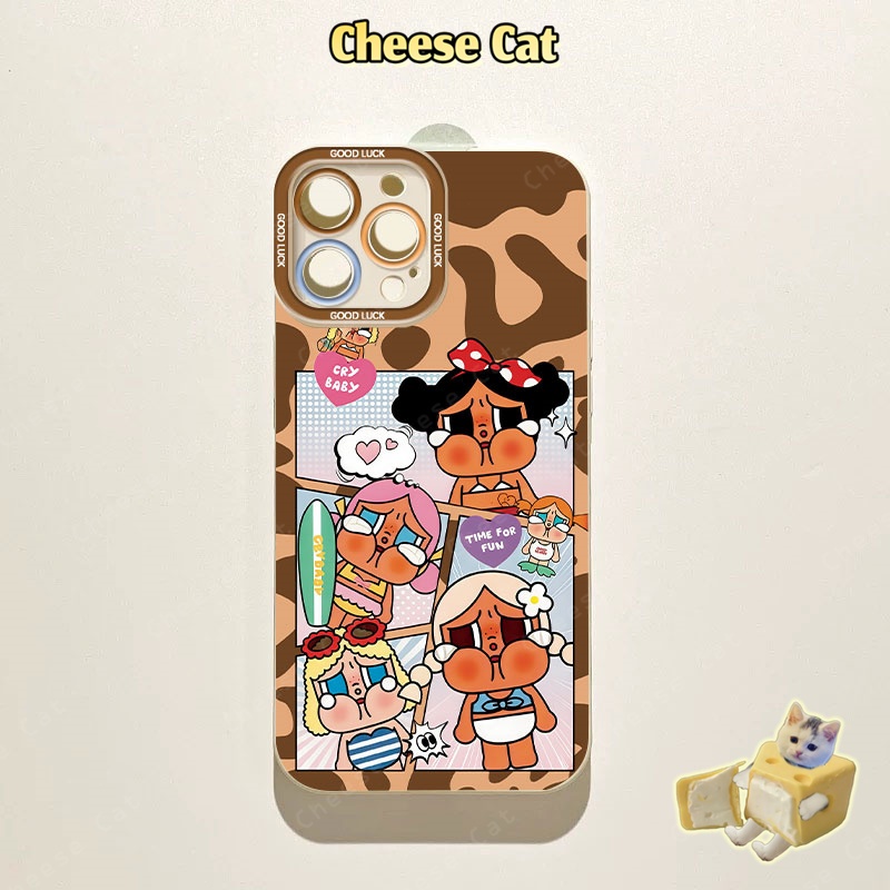 cho Crying Bae Ốp lưng iPhone họa tiết da báo cho iPhone 16 Pro Max 17 Air 14 13 15 Plus 11 12 Xs Max XR 7 Plus 8 SE