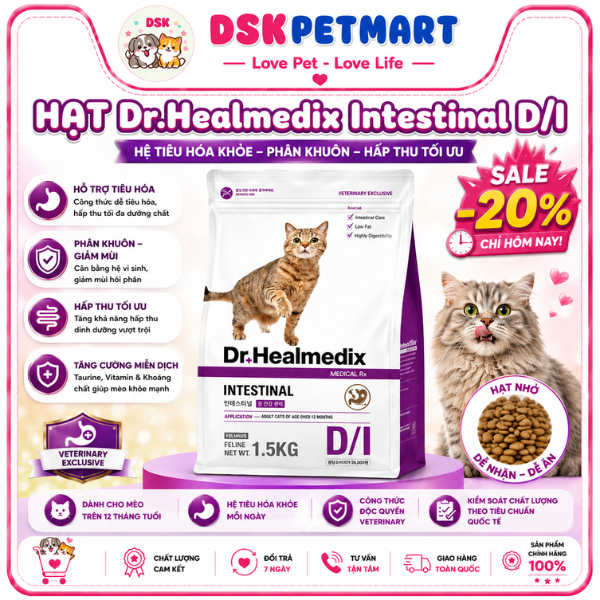 Thức Ăn Hạt Dr.Healmedix Intestinal Cải Thiện Tiêu Hóa Cho Mèo - Túi 1.5kg
