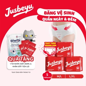 Băng Vệ Sinh Quần Jusbeyu Ngày Và Đêm Size M/L - L/XL Gói 5 Miếng – Thay Nhanh 15 Giây, Chống Tràn, Thấm Hút