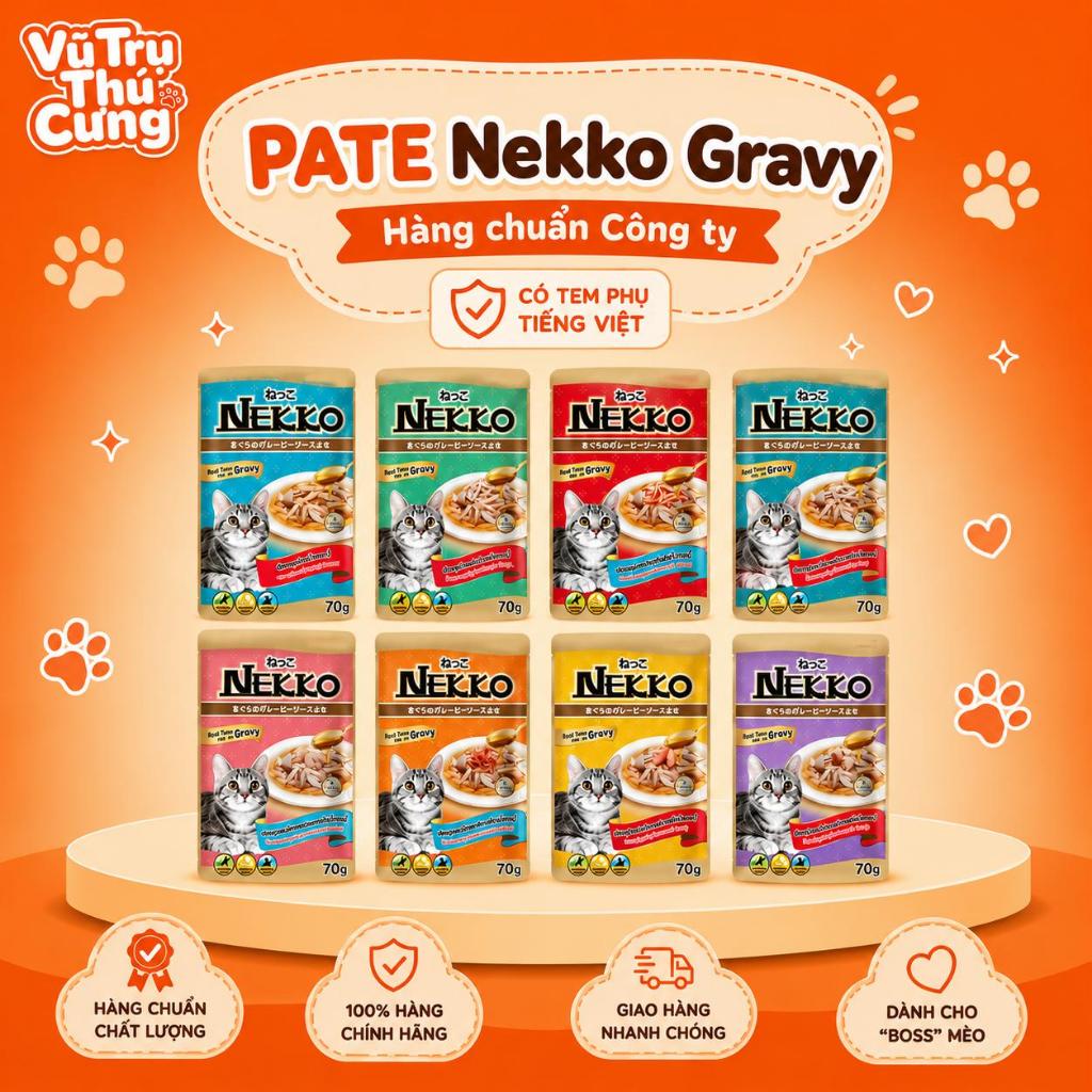 Pate NEKKO GRAVY Cho Mèo Gói 70g (Hàng Công Ty Chính Hãng có Tem Phụ)