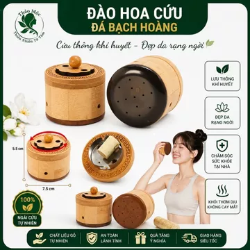 (Có sẵn,Tặng 8 ngải đoạn) Bình Cứu Ngải Đa Năng Đào Hoa Cứu Bằng Đá - xông ngải cứu Massage Mặt, Cạo Gió