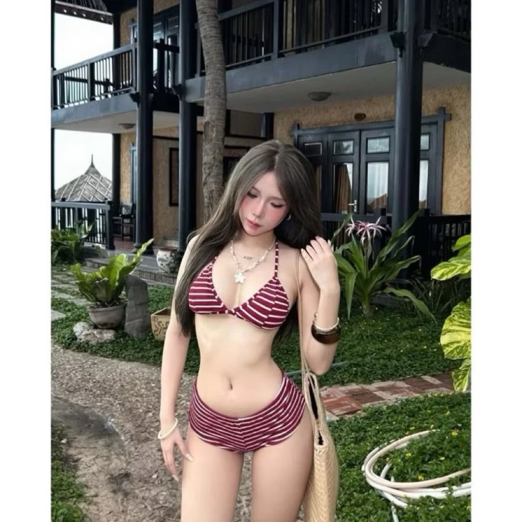 Set Bikini TWENTI Thun Sọc Ngang Kèm Mút Rời