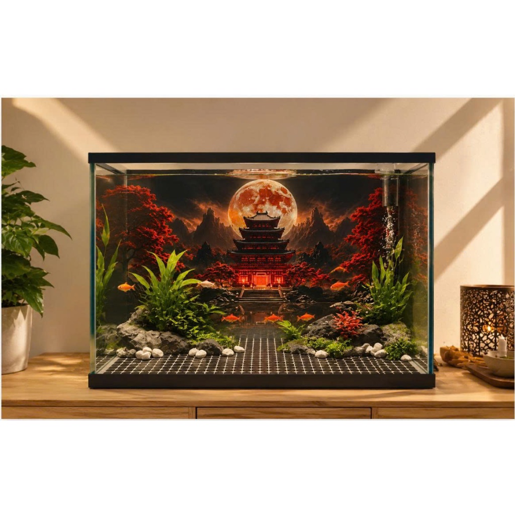 Decal tranh dán hồ cá 3D Kho In Ấn HC28 chống nước, In KTS dán dễ, gỡ dễ, có keo sẵn, nhiều kích cỡ