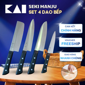 Set 4 Dao Bếp KAI Seki ManJu Đa Năng Thép Chông Gỉ Tay Cầm Nhựa Chịu Nhiệt