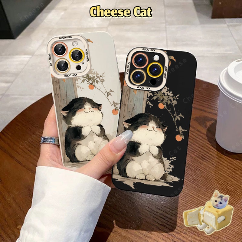 Ốp chân mèo có dây buộc và quýt Mèo Béo dành cho iPhone 13 12 11 14 15 16 Pro Max 15 Plus 17 Air Xs Max XR 7 Plus 8 SE
