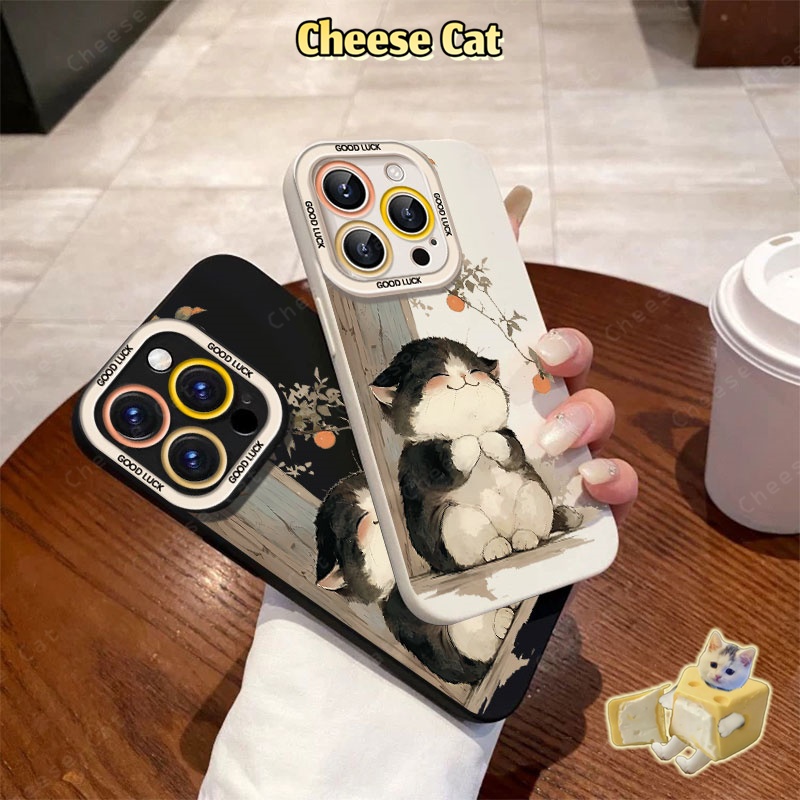 Ốp chân mèo có dây buộc và quýt Mèo Béo dành cho iPhone 13 12 11 14 15 16 Pro Max 15 Plus 17 Air Xs Max XR 7 Plus 8 SE