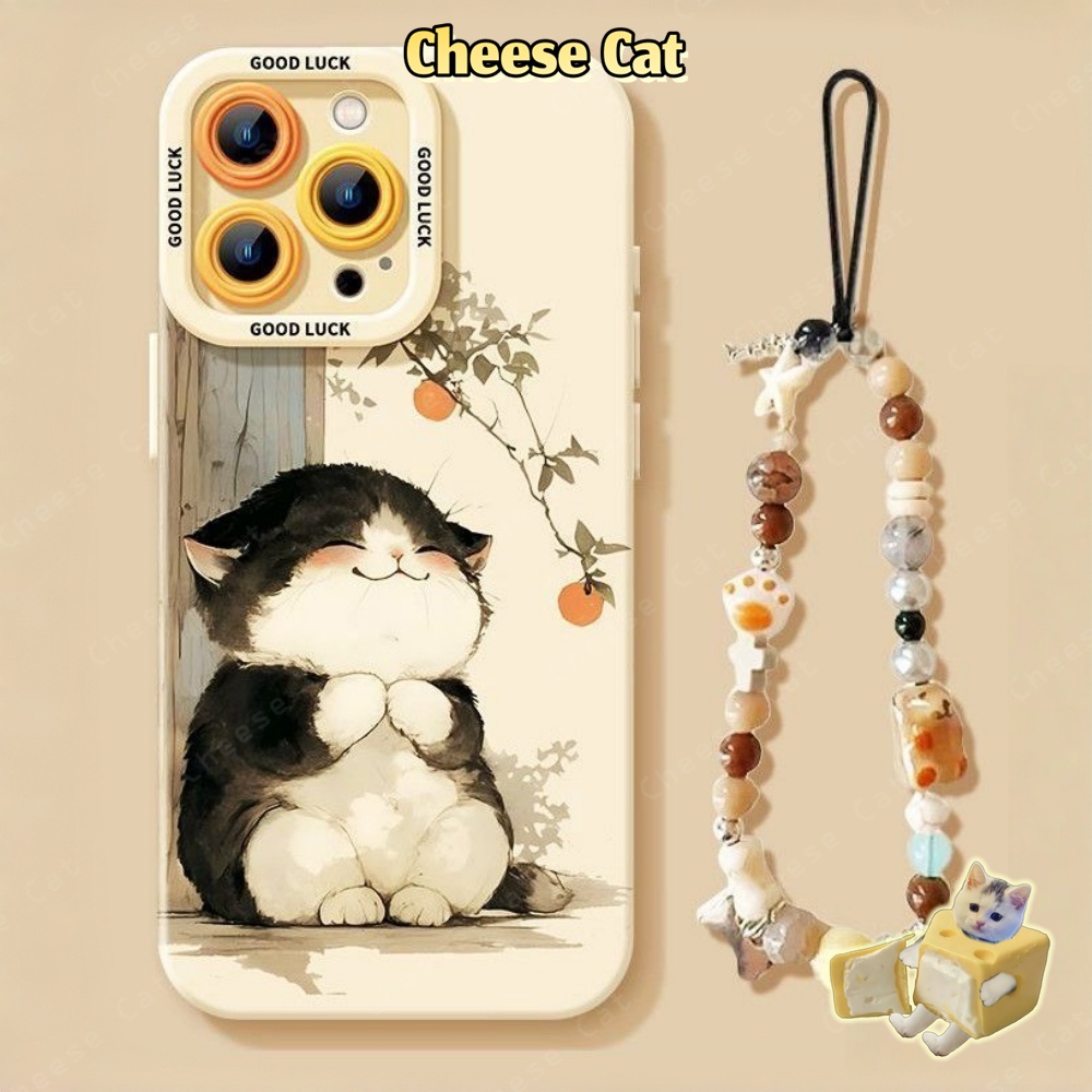 Ốp chân mèo có dây buộc và quýt Mèo Béo dành cho iPhone 13 12 11 14 15 16 Pro Max 15 Plus 17 Air Xs Max XR 7 Plus 8 SE