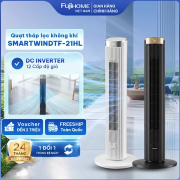 Quạt tháp thông minh lọc không khí Fujihome SmartWind TF-21HL-DC Inverter tiết kiệm điện, quạt điện không cánh cây đứng