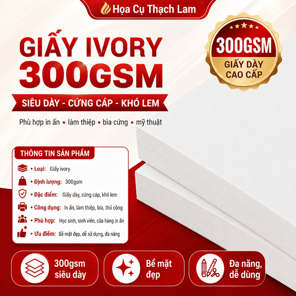 Giấy tráng phủ Ivory 300gsm, Coucher 300gsm rất dày đảm bảo không bị lem