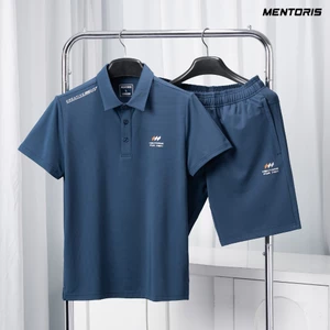 Bộ đồ thể thao nam Cổ Bẻ Cao Cấp Mentoris, Chất Vải thun lạnh siêu co giãn thấm hút mồ hôi tốt MBP01