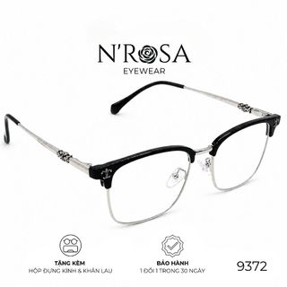 Gọng Kính N’ROSA 9372 | Gothic Clubmaster Edition – Thiết Kế Nửa Khung Sang Trọng, Họa Tiết Cá Tính