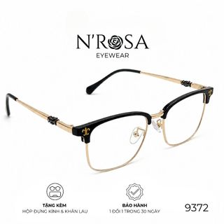 Gọng Kính N’ROSA 9372 | Gothic Clubmaster Edition – Thiết Kế Nửa Khung Sang Trọng, Họa Tiết Cá Tính