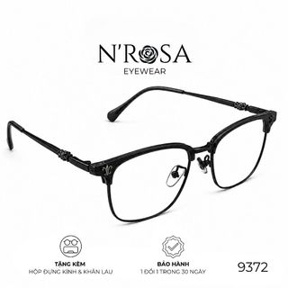 Gọng Kính N’ROSA 9372 | Gothic Clubmaster Edition – Thiết Kế Nửa Khung Sang Trọng, Họa Tiết Cá Tính