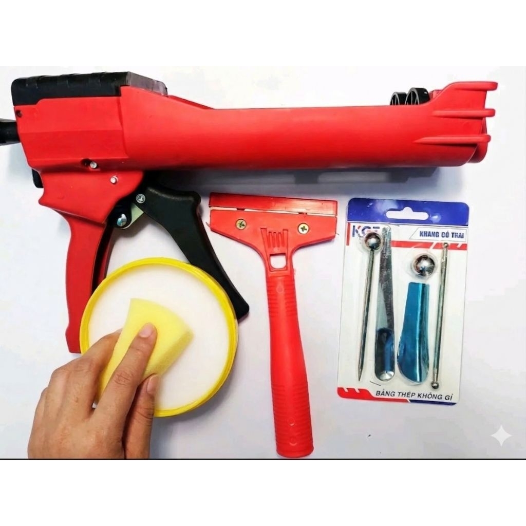 Bộ Dụng Cụ Thi Công Keo Chà Ron Epoxy Chuyên Nghiệp - Súng Bơm Keo, Bộ Bi Miết Ron Chuyên Dụng Cho Keo 2 Thành Phần