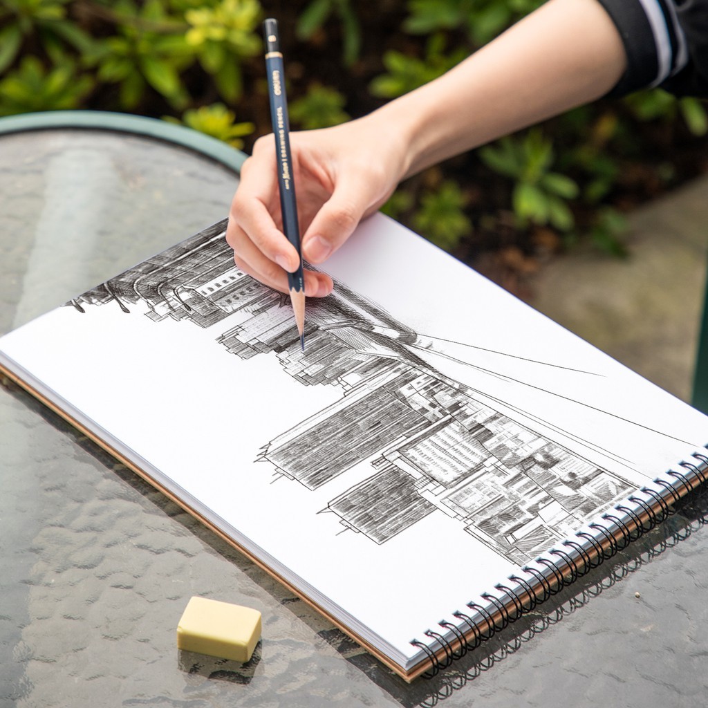 Sổ vẽ Sketchbook lò xo 160gsm A4/B5/A3 – 40 tờ xé rời, giấy dày cao cấp marker & màu nước, không lem