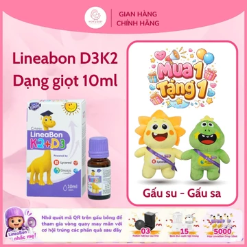 (KOL) Vitamin Lineabon k2 d3 bổ sung k2 d3 mk7 giúp tăng khả năng hấp thu canxi cho trẻ Lọ 10ml