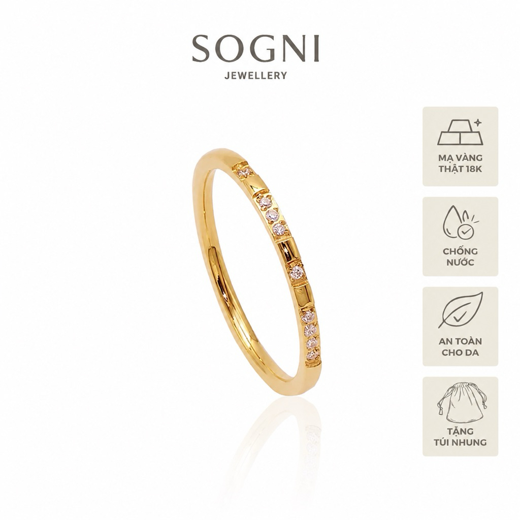 Nhẫn xếp lớp nữ Fine Spark Thép không gỉ (Titan) mạ vàng PVD 18K RRR03
