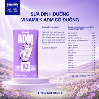 Sữa Dinh Dưỡng Vinamilk ADM Đạm A2 Ít Đường 110ml/ 180ml - Thùng 48 Hộp