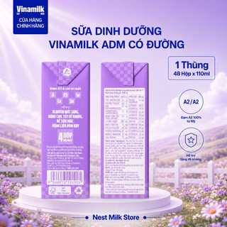Sữa Dinh Dưỡng Vinamilk ADM Đạm A2 Ít Đường 110ml/ 180ml - Thùng 48 Hộp