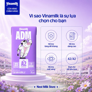 Sữa Dinh Dưỡng Vinamilk ADM Đạm A2 Ít Đường 110ml/ 180ml - Thùng 48 Hộp