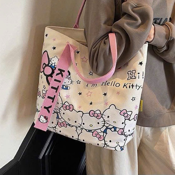 Túi tote hello kitty khoá kéo - Túi xách đi học, đi chơi, túi đeo vai 10