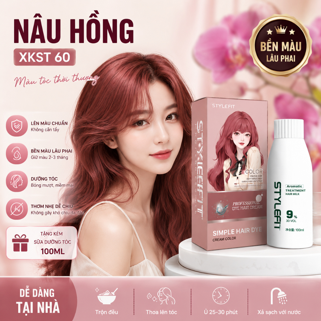 Kem nhuộm tóc che phủ tóc bạc, màu bền đẹp, dễ sử dụng, nhiều kiểu lựa chọn