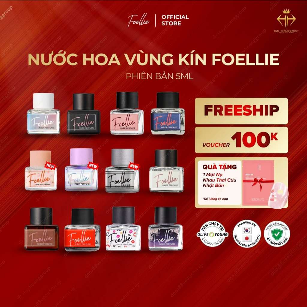 [CHE TÊN SP] Nước hoa vùng kín Foellie chính hãng cao cấp Hàn Quốc nhiều mùi, lưu hương lâu 5ml