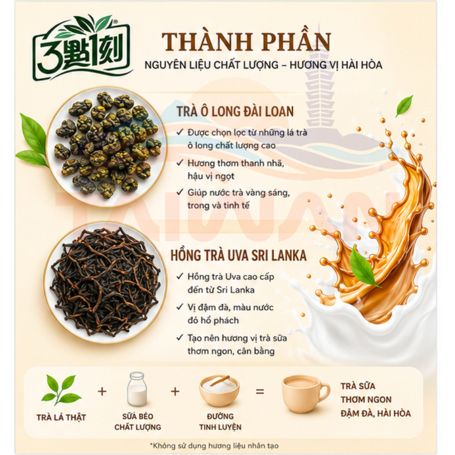 [Date mới] Trà sữa túi lọc 3:15pm Đài Loan 15 gói/túi