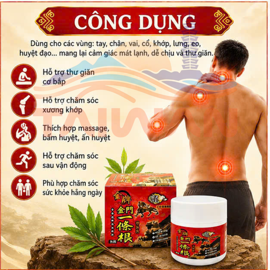 Cao dầu xoa bóp Đài Loan thảo dược cổ truyền thống Chin Pai Dragon Nhất Điều Căn GMP 40ml & 100ml