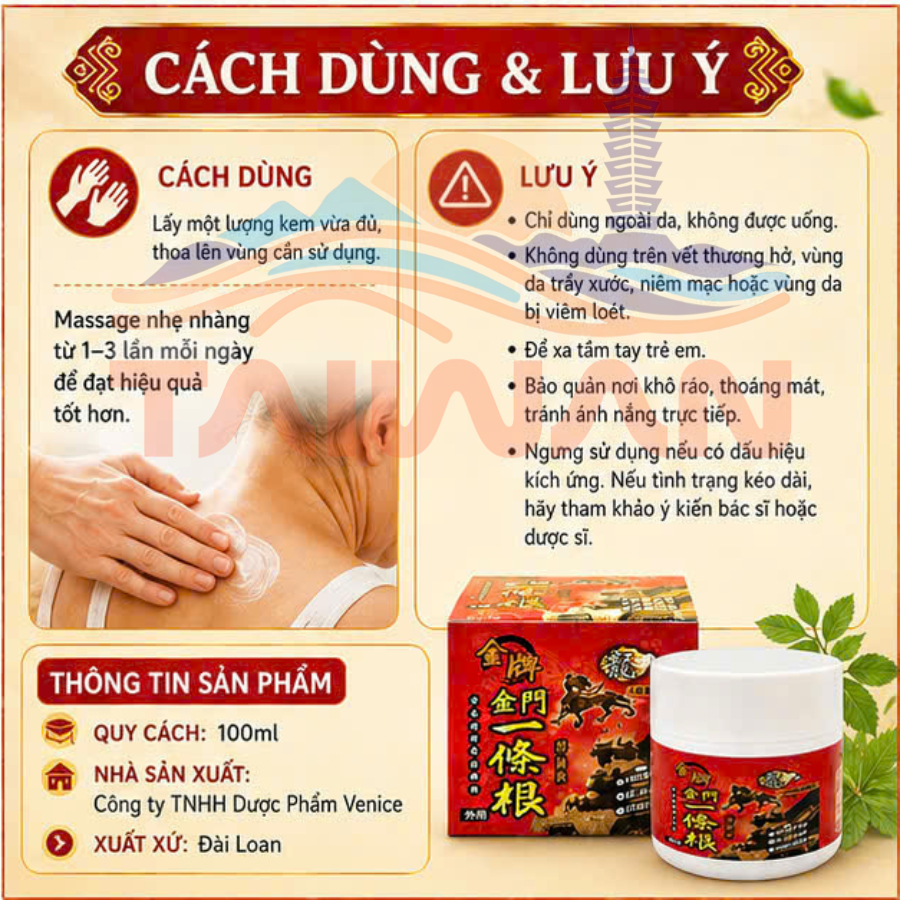 Cao dầu xoa bóp Đài Loan thảo dược cổ truyền thống Chin Pai Dragon Nhất Điều Căn GMP 40ml & 100ml