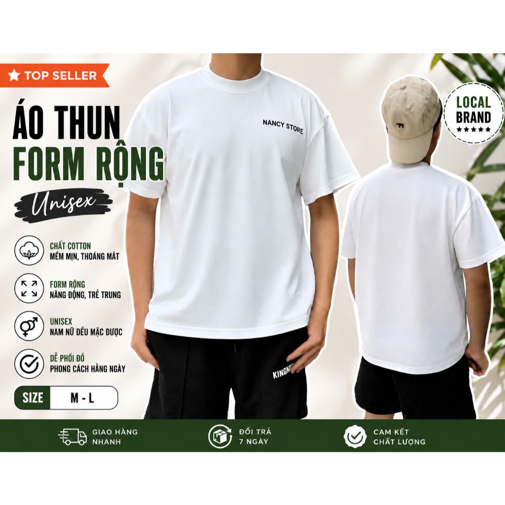 Áo Thun Form Rộng Cotton 100% Nam Nữ Unisex