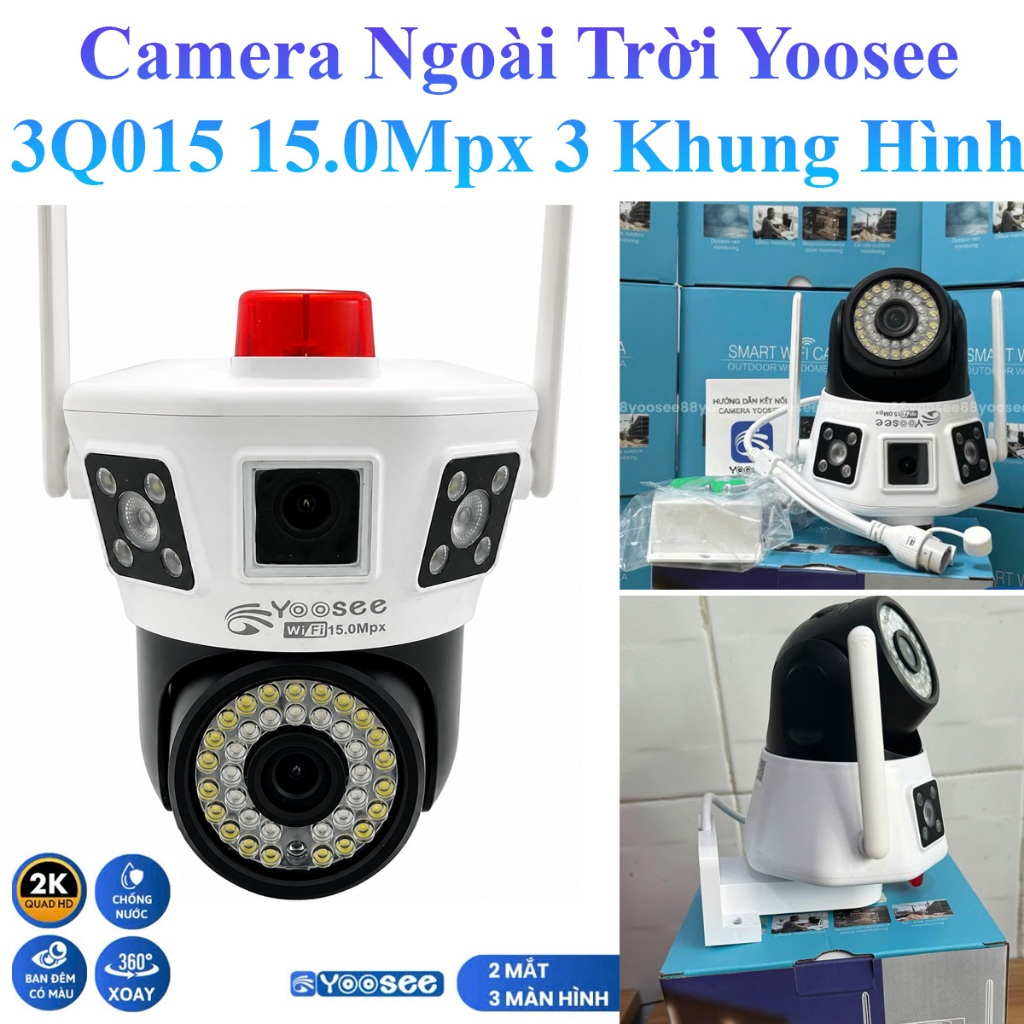 Camera Ngoài Trời Yoosee 15.0Mpx 2 Mắt Kép 3 Khung Hình 3Q015 Có Hú Còi Báo Động Và Đàm Thoại 2 Chiều Cao Cấp