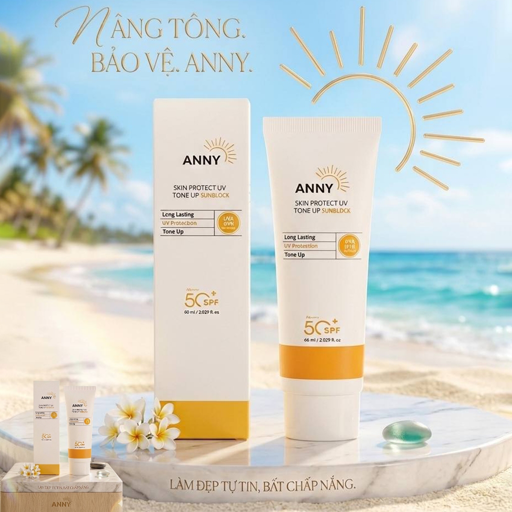 [Chính Hãng] Combo 2 Kem Chống Nắng ANNY Tone Up Sunblock 50+ SPF Bảo Vệ Da Suốt 8 Tiếng Nâng Tone Trắng Hồng Tự Nhiên