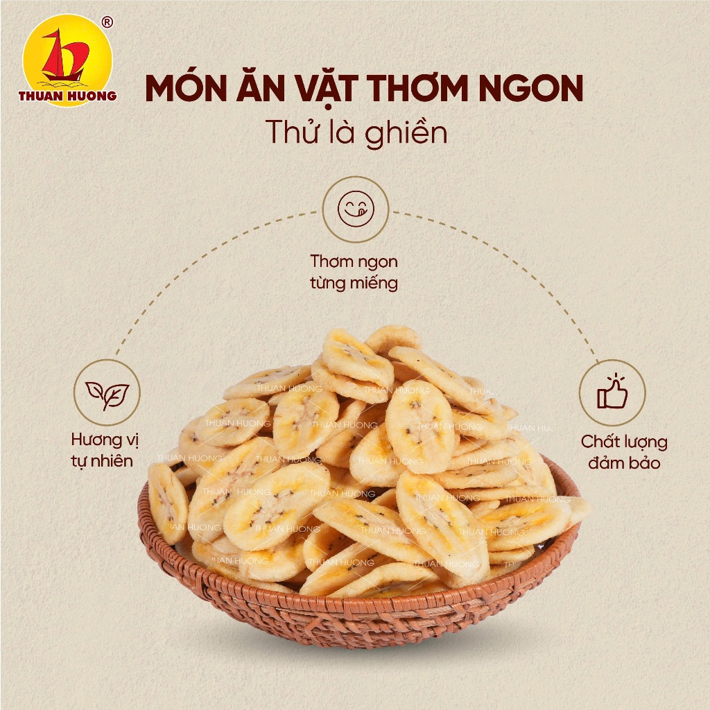 Chuối Sấy Giòn Thuận Hương 200g, 150g - Ăn vặt Trái cây sấy - Chuẩn hàng xuất khẩu