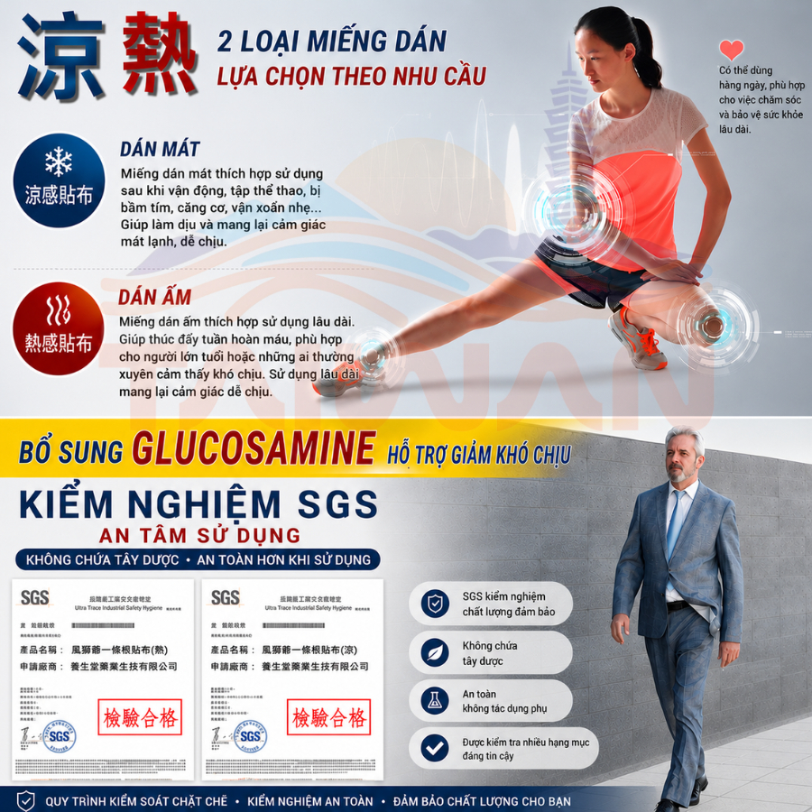 Miếng dán tinh dầu giảm nhức mỏi Feng Shi Ye - Kim Môn Đài Loan 7 Miếng / Túi
